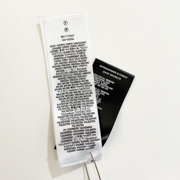 7 For All Mankind V-Neck Ribbed Long Sleeve Top Touch Of Cashmere Blue S NWT - Picture 6 of 7